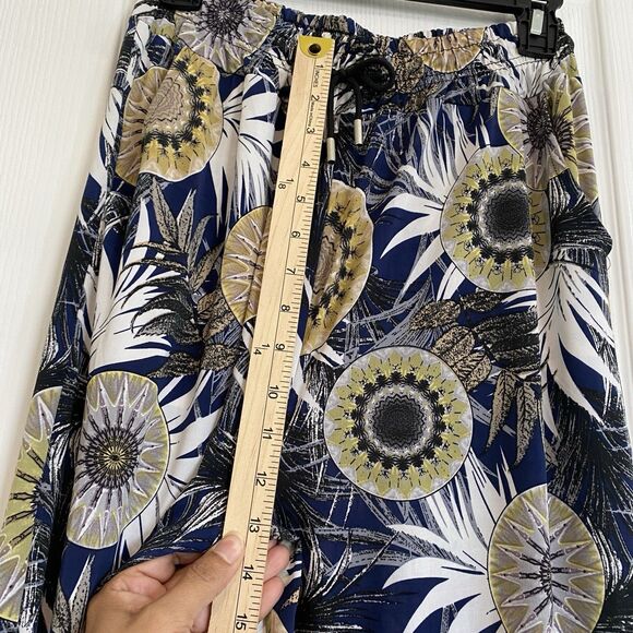 C-Mode Stretch Pants Women Sz M Lose Comfy Floral Elastic Waist - Picture 7 of 11